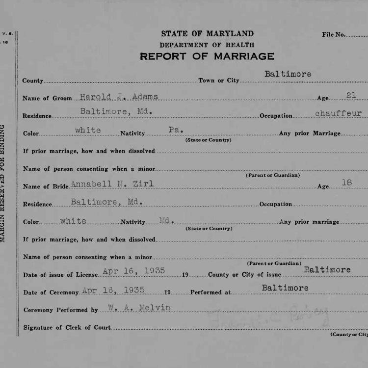 Baltimore City Marriages 1914-1940